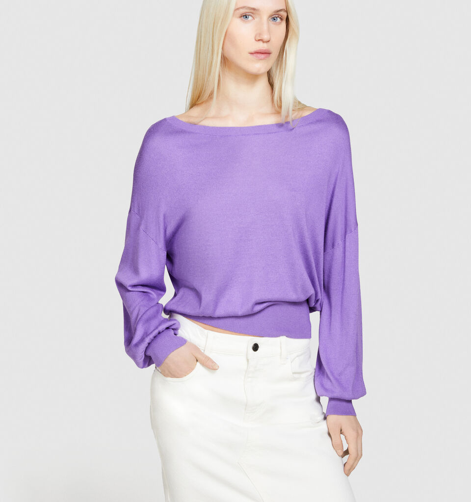 Top made of silk blend - women's boat neck sweaters - Lilac | Sisley image number 4
